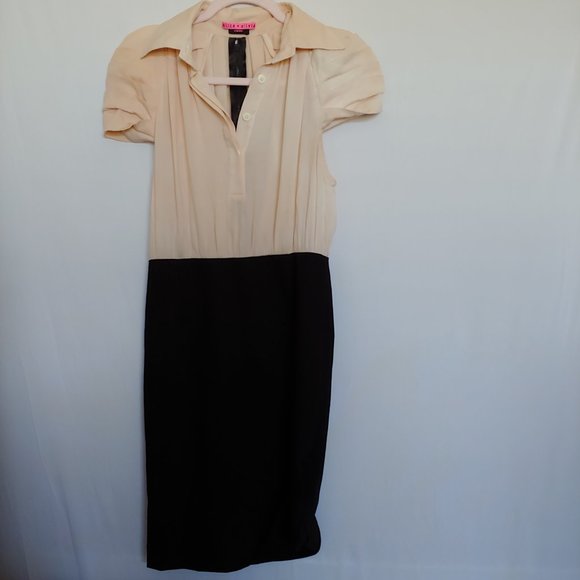 Alice + Olivia Dresses & Skirts - Alive & Olivia dress with pale pink on top and pleated bell sleeves size S